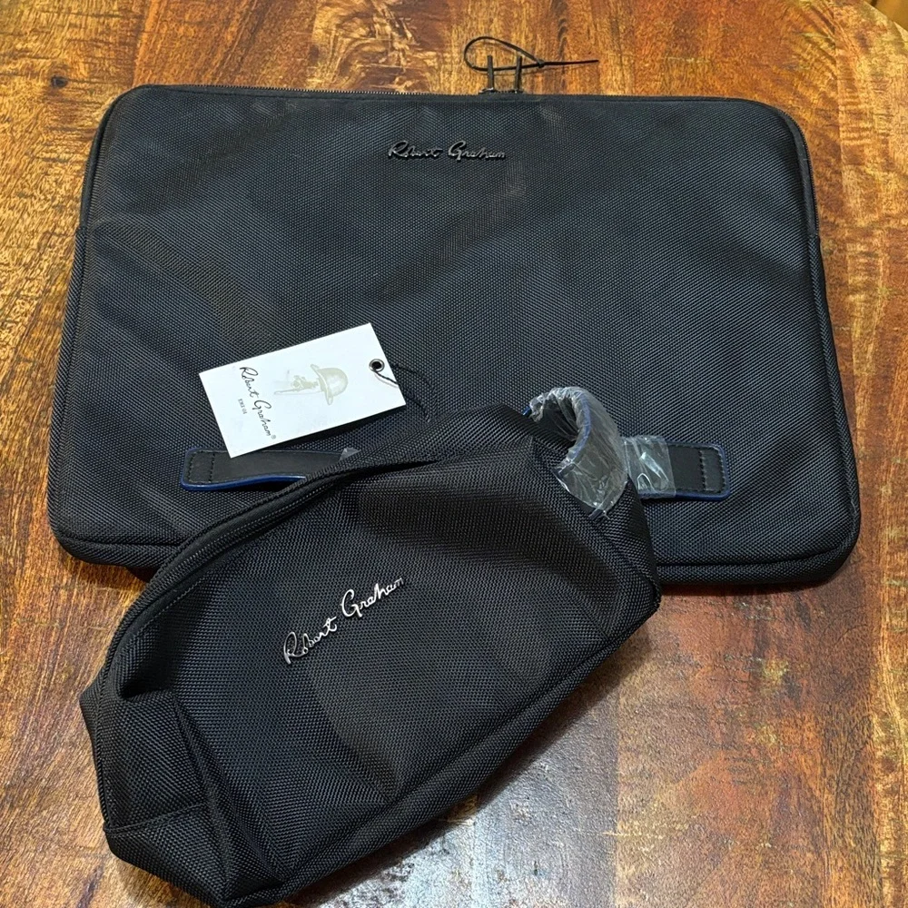NWT Robert Graham Black Laptop Sleeve and Cable Bag